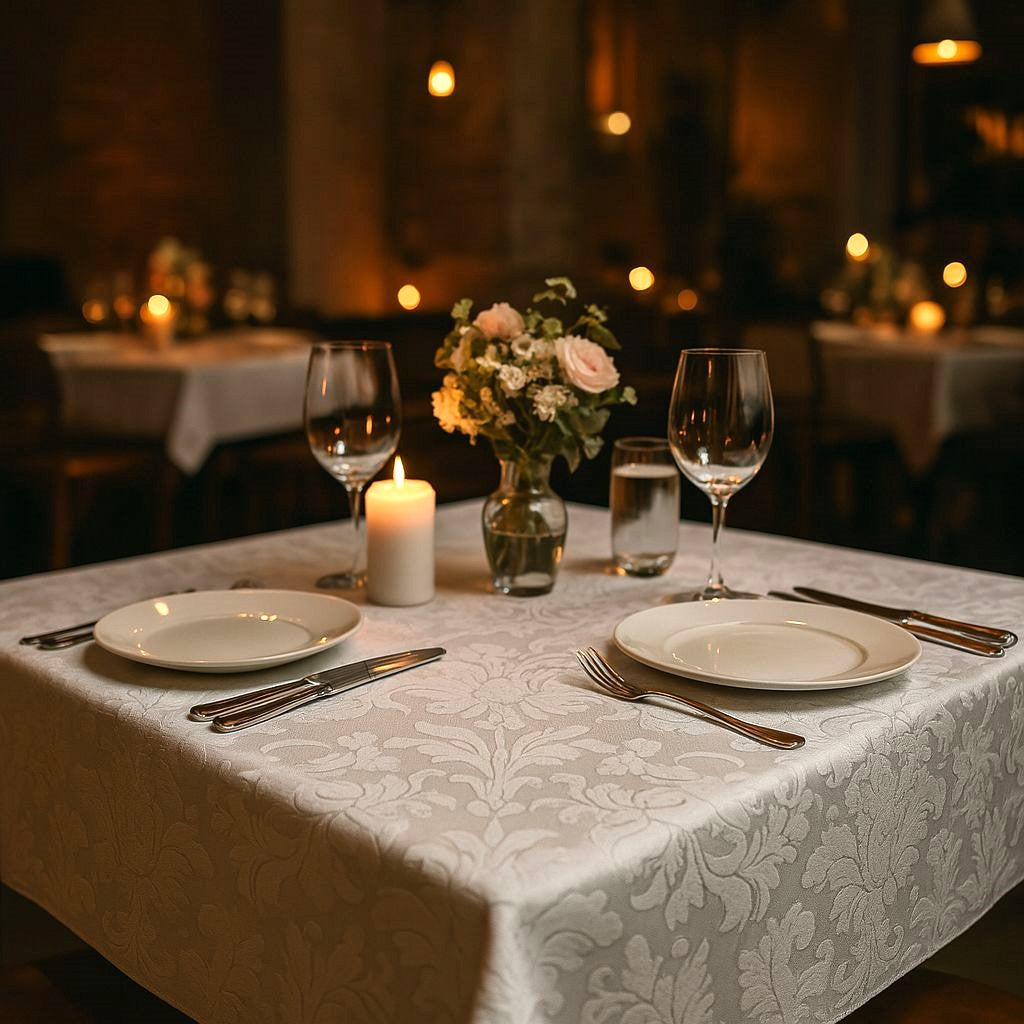 Toalha de Mesa Jacquard Branca 1,50x1,50 Quadrada