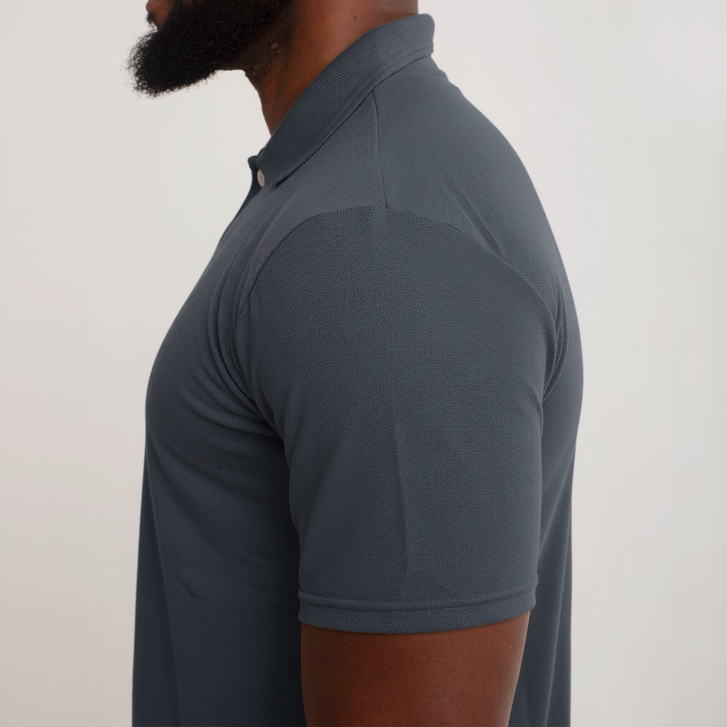 Camisa Polo Piquet Algodão Cinza Chumbo